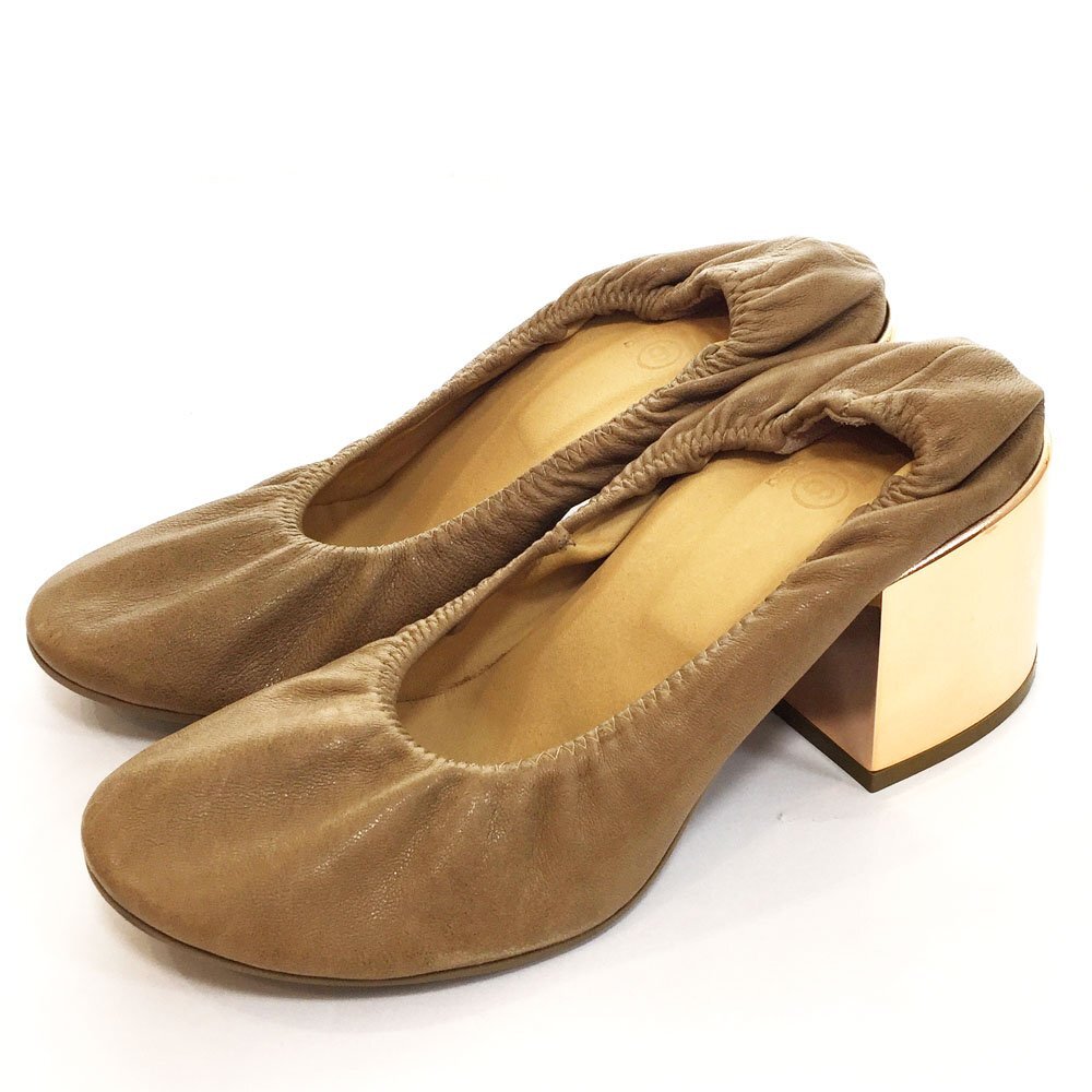 ◆美品 MM6 Maison Margiela メゾンマルジェラ レザーパンプス S40WL0016 メタルヒール レディース38 24.5-25cm程度 ベージュ5BC/93950拍卖