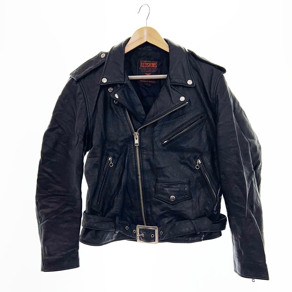 ●RED SKINS レッドスキンズ 長袖 レザー ライダースジャケット サイズL メンズ ブラック 5571-7383 牛革 本革 美濃屋株式会社 2AB/94019拍卖