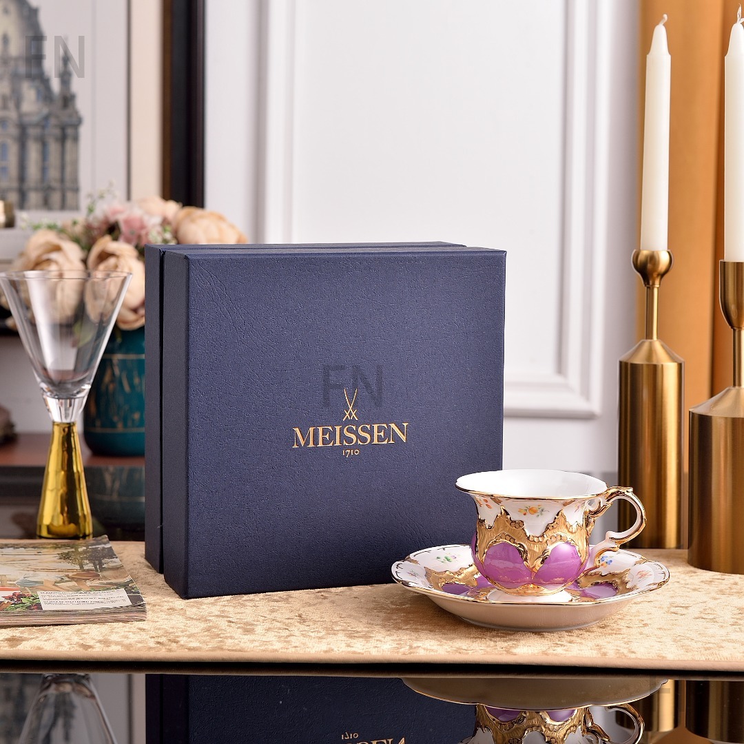 MEISSEN  B-FORM マイセン カップ&ソーサー 2点セット 洋食器 アフタヌーンティー パープル 紫 S 箱付き ms0402拍卖