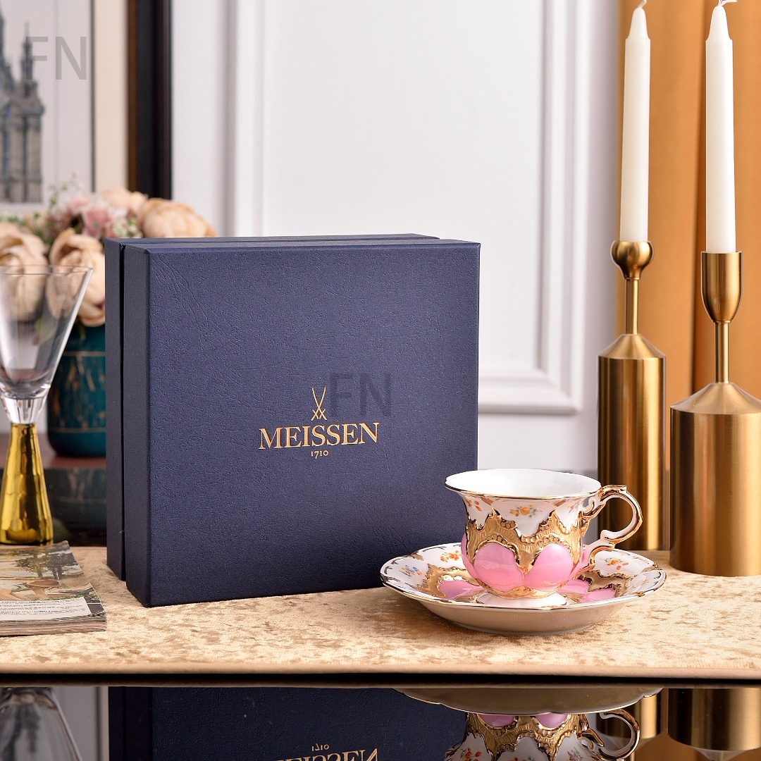 MEISSEN  B-FORM マイセン カップ&ソーサー 2点セット 洋食器 アフタヌーンティー ピンク S ms0404拍卖