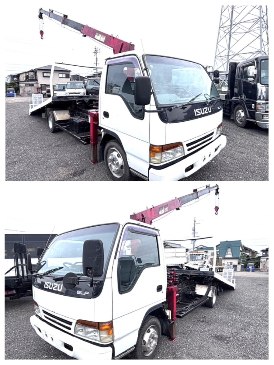 H.7 ISUZU エルフ セーフティーローダー 4段段クレーン ウインチ MT 6速 実走行20万km 最大積載量2200kg 1円売り切り拍卖