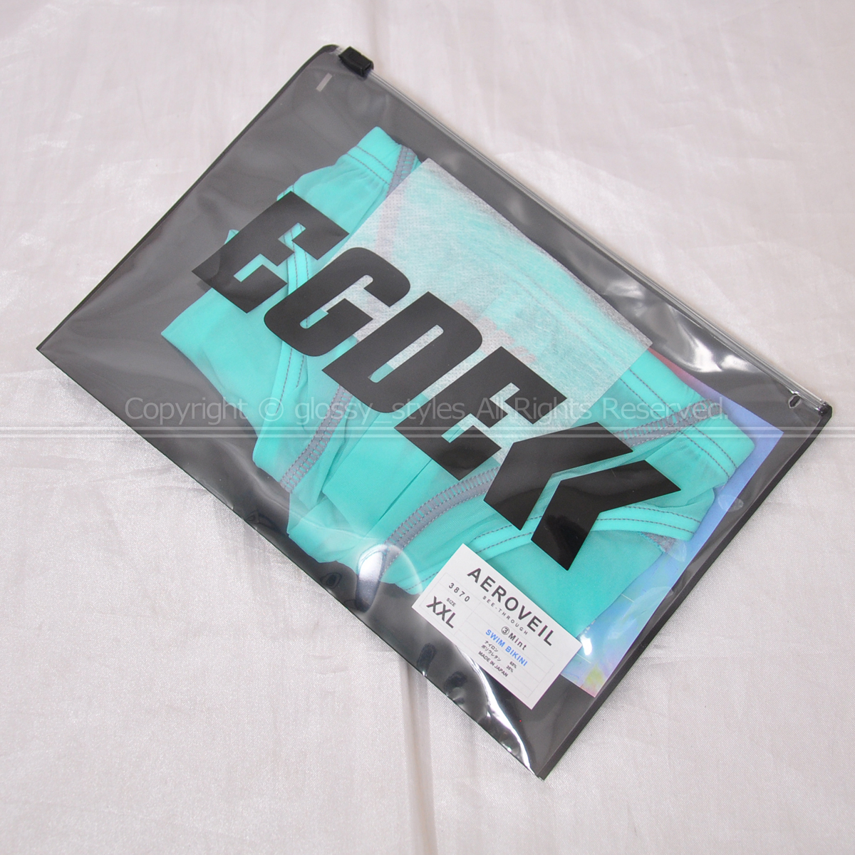 K2084-06■新品 大きめ EGDE AEROVEIL シースルー 3870 スーパーローライズビキニ ブーメラン水着 ミント XXL拍卖