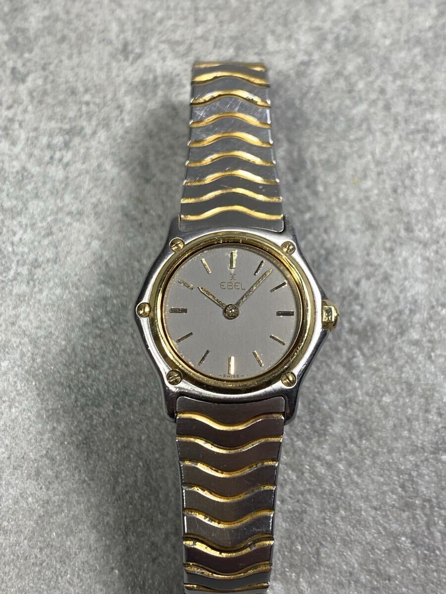 EBEL エベル クラシックウェーブ 18K ベゼル レディース 腕時計 稼働品 未清掃品 日差未確認 ベルトジャンク YG K18拍卖