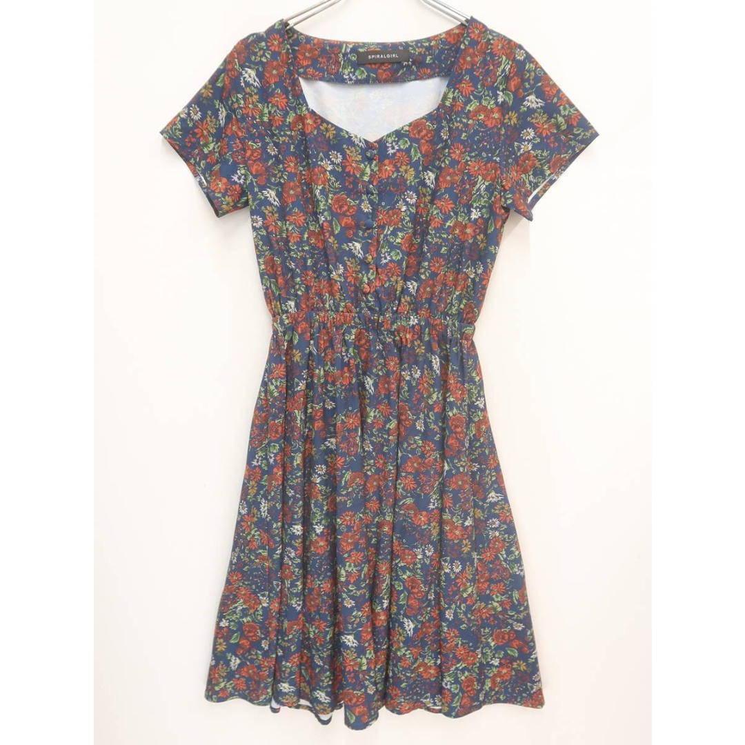 SPIRALGIRL スパイラルガール スクエアネックフラワーフラワンピース拍卖