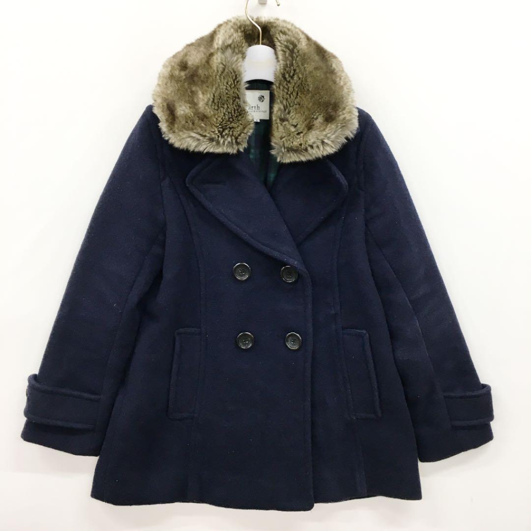 earth music&ecology アースミュージックアンドエコロジー ファー付きピーコート ネイビー拍卖
