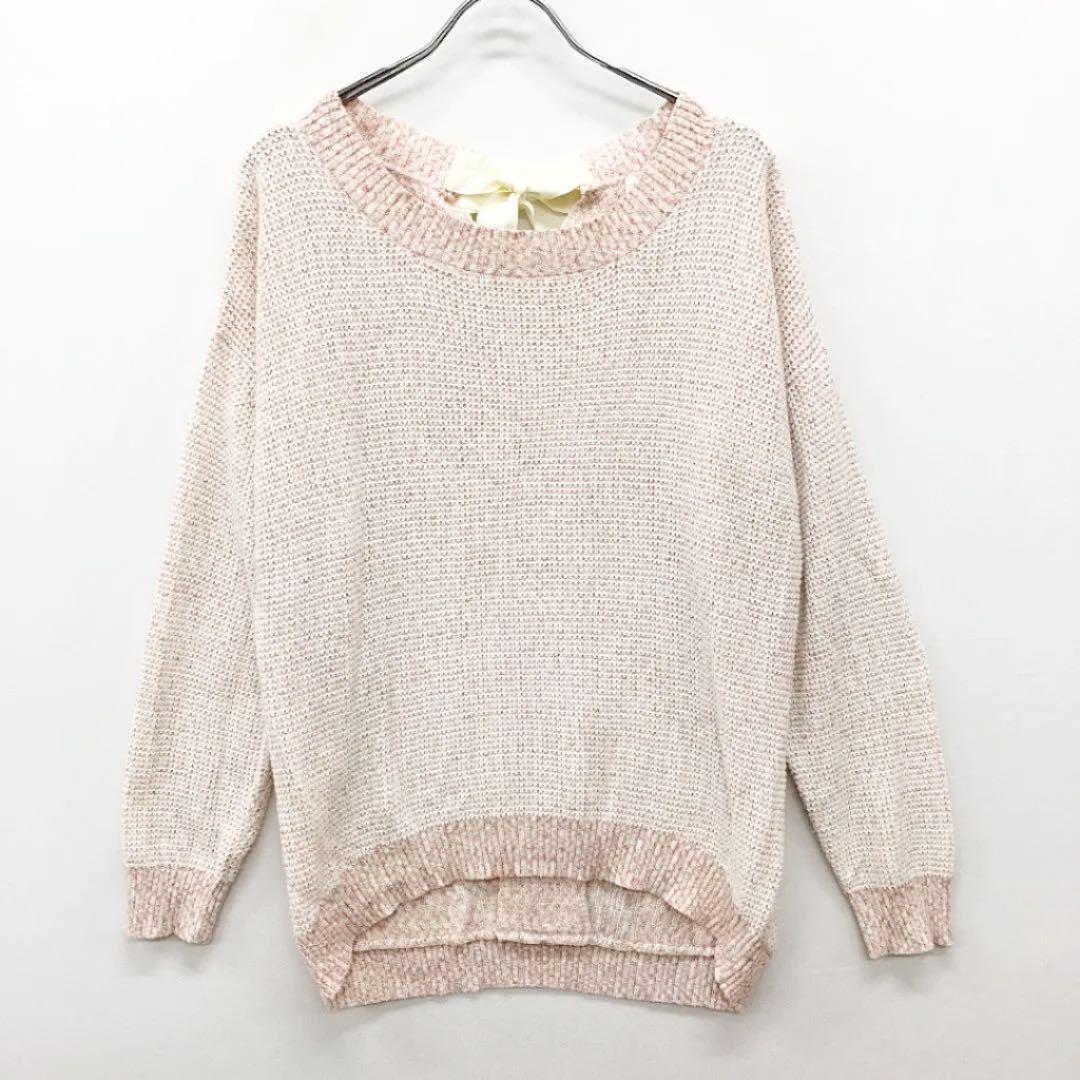 Samansa Mos2 blue SM2 サマンサモスモス バックリボンニットトップス拍卖