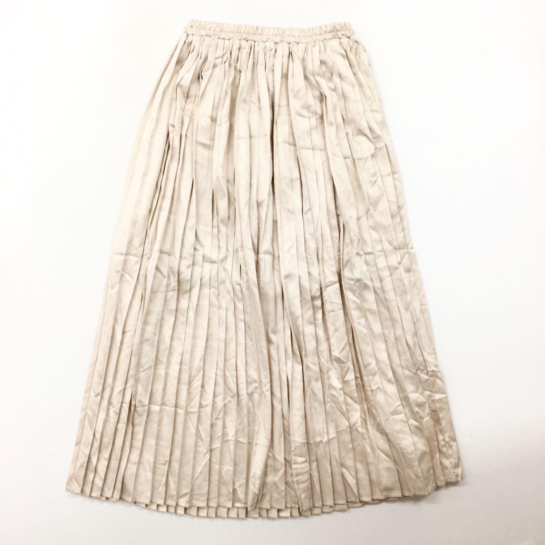 RESEXXY リゼクシー サテンプリーツロングスカート ベージュ拍卖