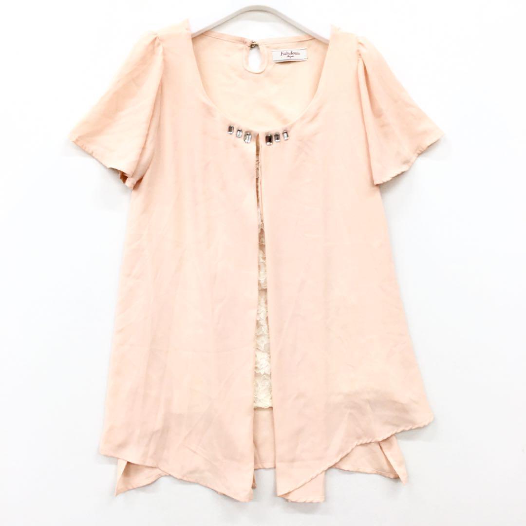 Fabulous Angela ファビュラスアンジェラ ビジュー付きレースドッキングシフォンカットソー拍卖