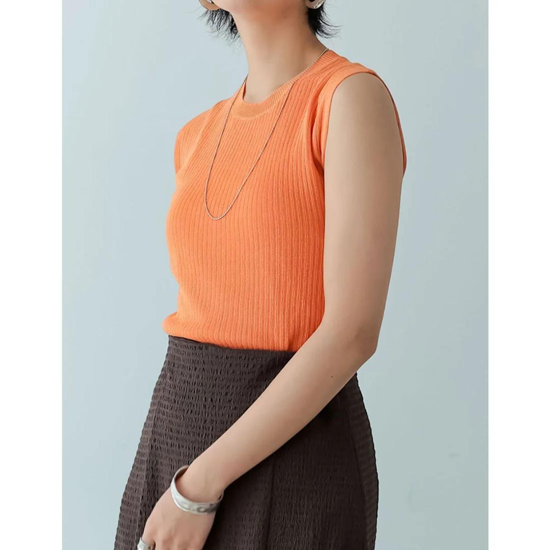 Re:EDIT リエディ リネンタッチノースリーブリブニットトップス Mサイズ拍卖