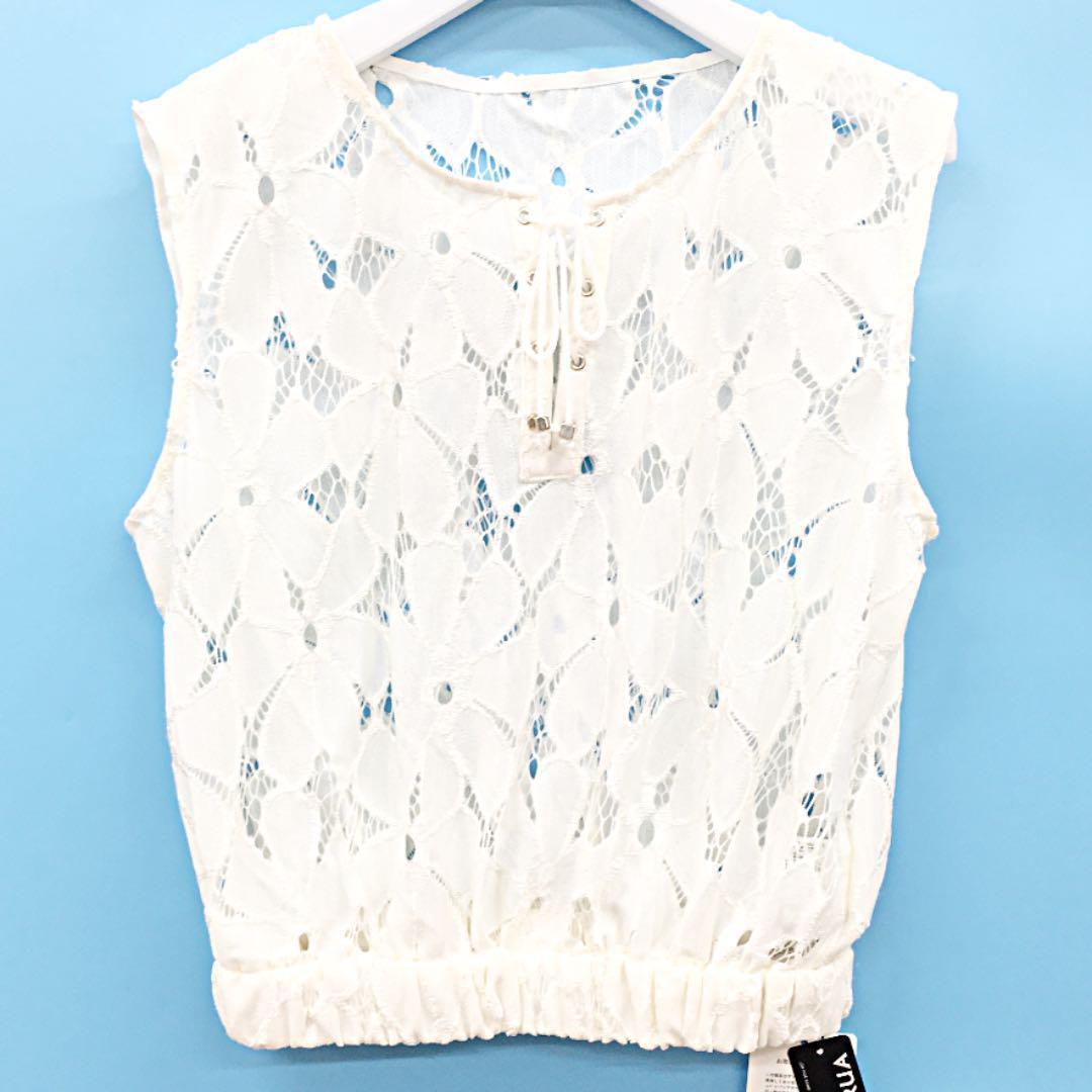 MURUA ムルーア カットレース ノースリーブトップス ホワイト拍卖