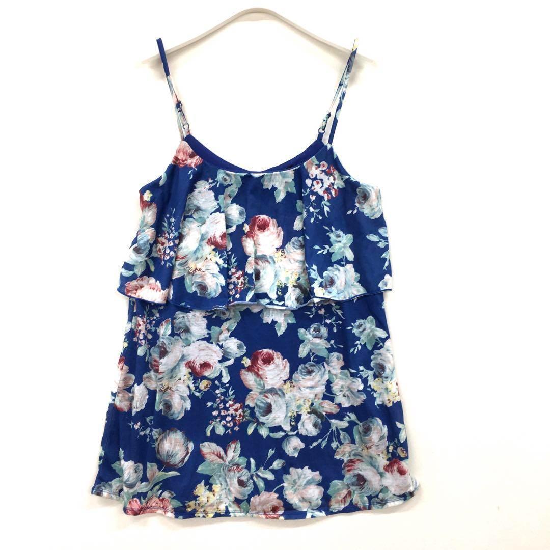rienda リエンダ 花柄キャミソール ブルー拍卖