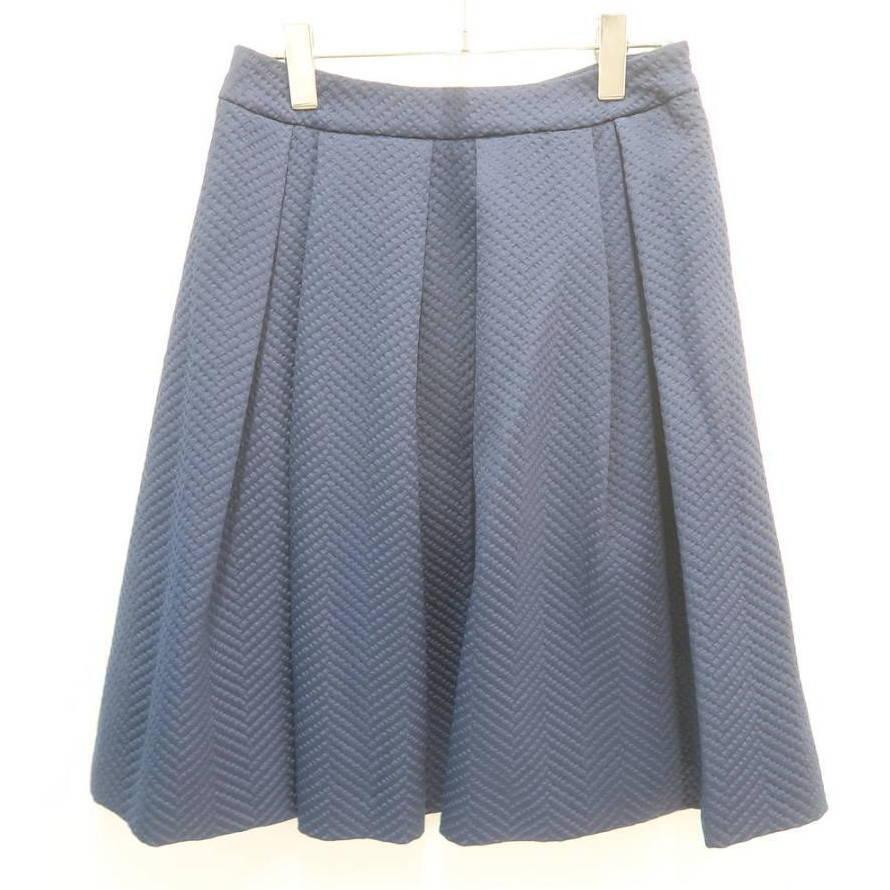 mimi&roger ミミアンドロジャー エンボスチェックフレアースカート ネイビー拍卖