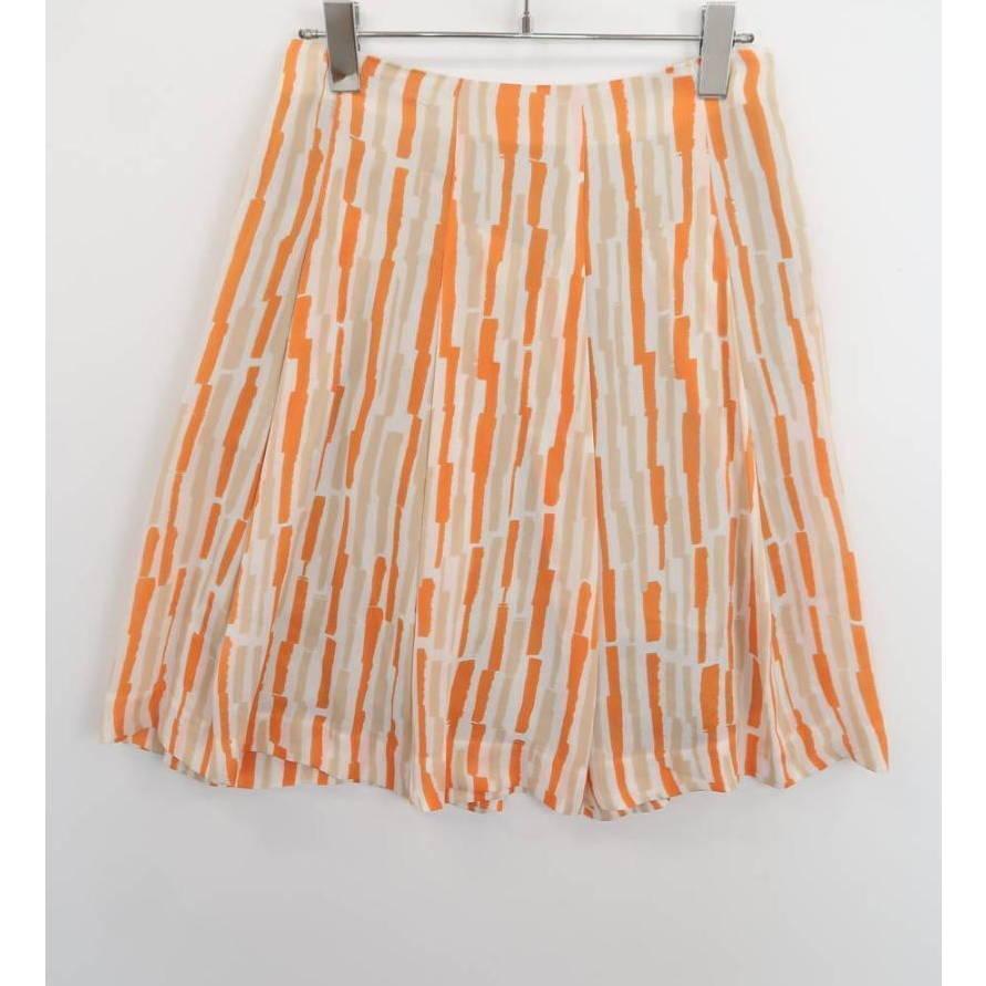 SHIPS シップス プリントタックスカート ベージュ拍卖