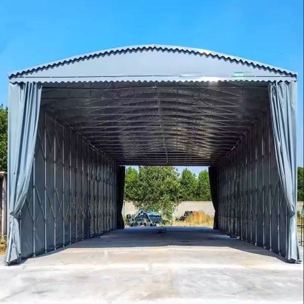 ★キャスター付き移動式大型テントガレージ倉庫!伸縮式で車庫/倉庫/工場/作業所 間口6m奥行10m高さ4.5m 60㎡ 容積270★大型車両にお勧め!拍卖