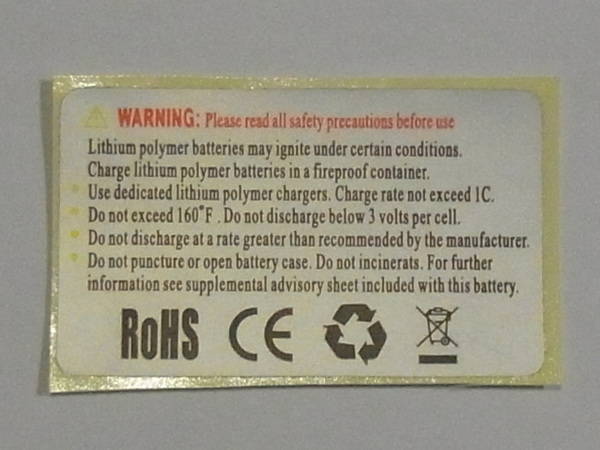 リポ Li-Po リチウムポリマーバッテリー 注意事項 取説 ステッカー シール 英文 e拍卖