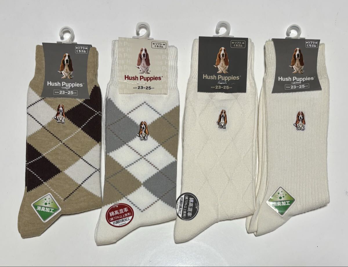 【未使用品】Hush Puppies ハッシュパピー 靴下 23~25cm ④足セット アーガイル柄 レディース くつ下 ロングソックス拍卖