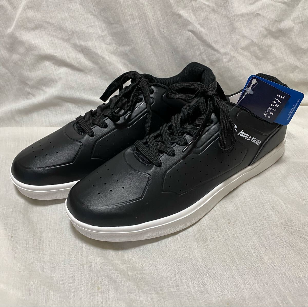 新品 正規品 アーノルドパーマー メンズ Fレザー スニーカー 雨の日も安心 黒 ブラック拍卖