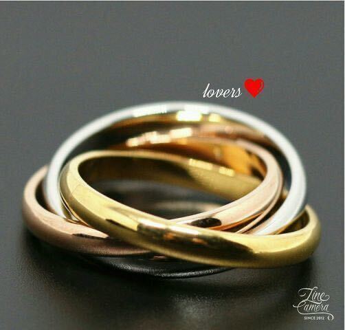 送料無料14号サージカルステンレス3色スリーカラー3連トリニティリング指輪ガールズボーイズレディースメンズ海外セレブモデル芸能人愛用拍卖