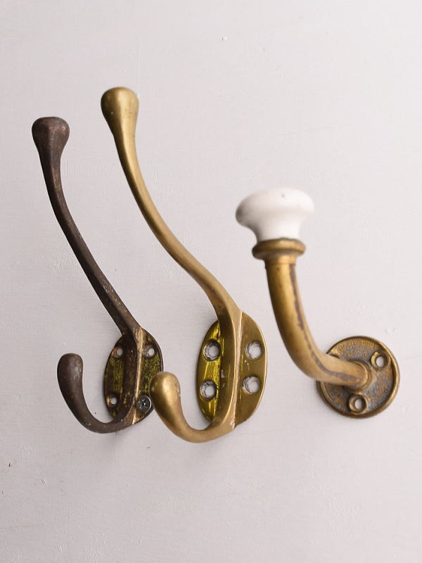 イギリス アンティーク 真鍮製コートフック×3 13306拍卖