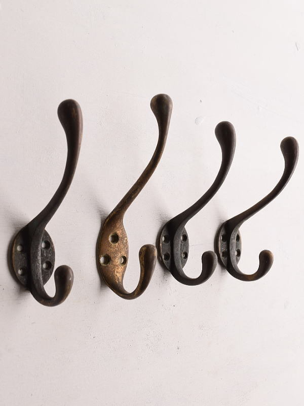 イギリス アンティーク 真鍮製コートフック×4 13308拍卖