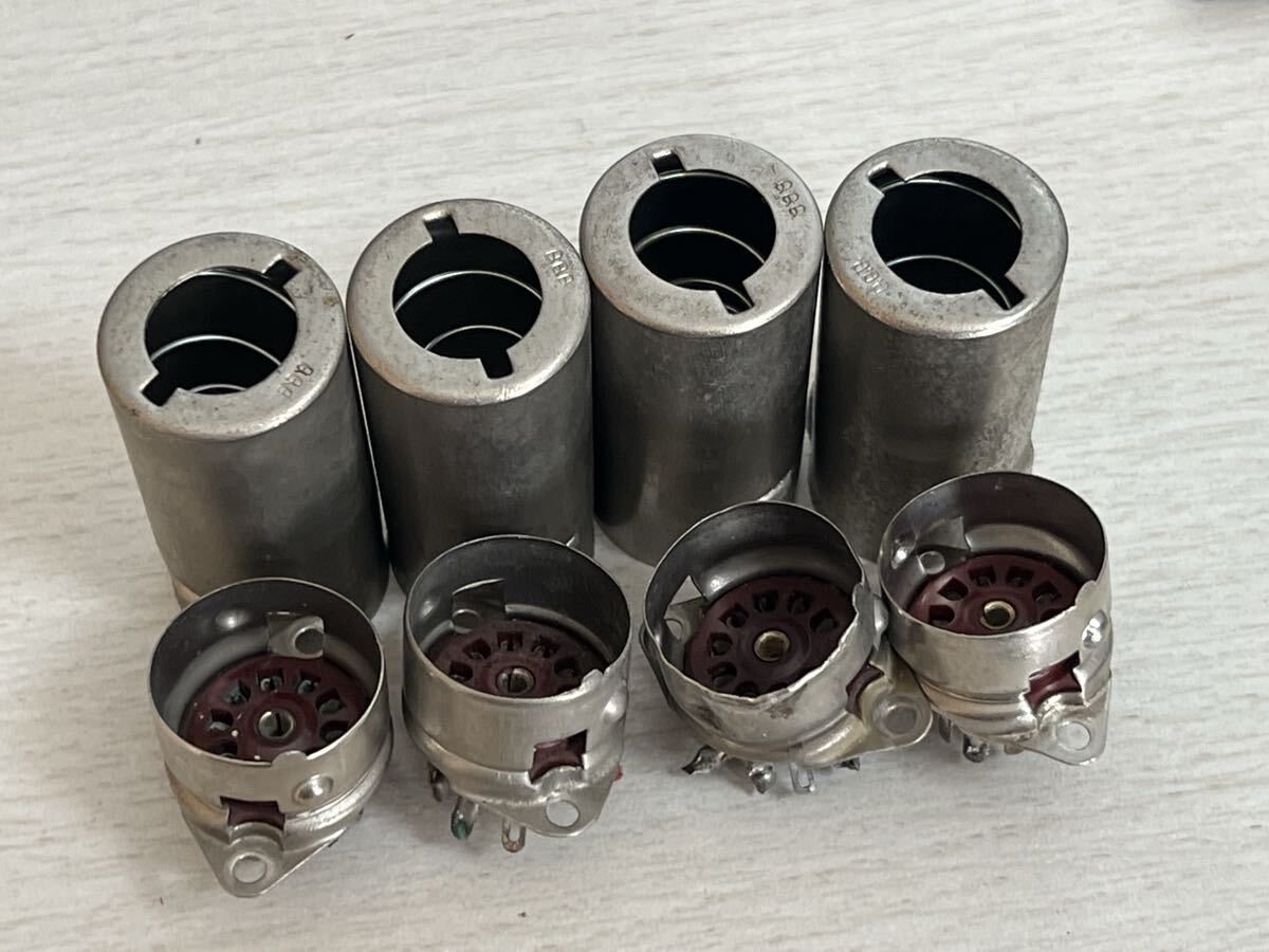 真空管 シールドケースとベース付きのソケット 当時もの 4本 9ピン 中古 ③拍卖