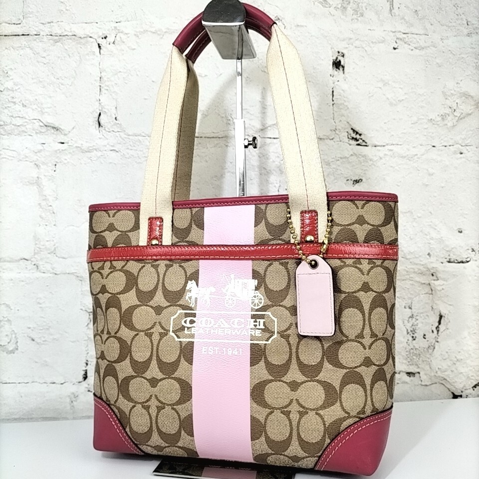 【 COACH 】 コーチ 11349 シグネチャー 総柄 ゴールド金具 レザー セミショルダー 肩掛け トートバッグ レディースバッグ ブラウン A拍卖