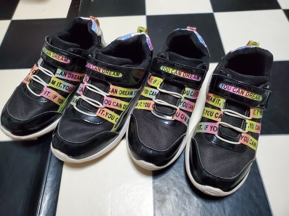 キッズ スニーカー 子供靴 21cm キラキラ カワイイ 2足セット拍卖