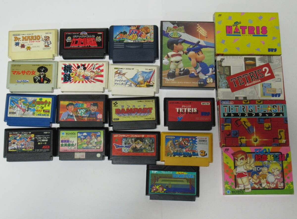 ファミコン ファミリーコンピュータ ゲームカセット ソフト 20種類 ドラクエⅢ FF スーパーマリオ3など 動作未確認 現状中古品拍卖
