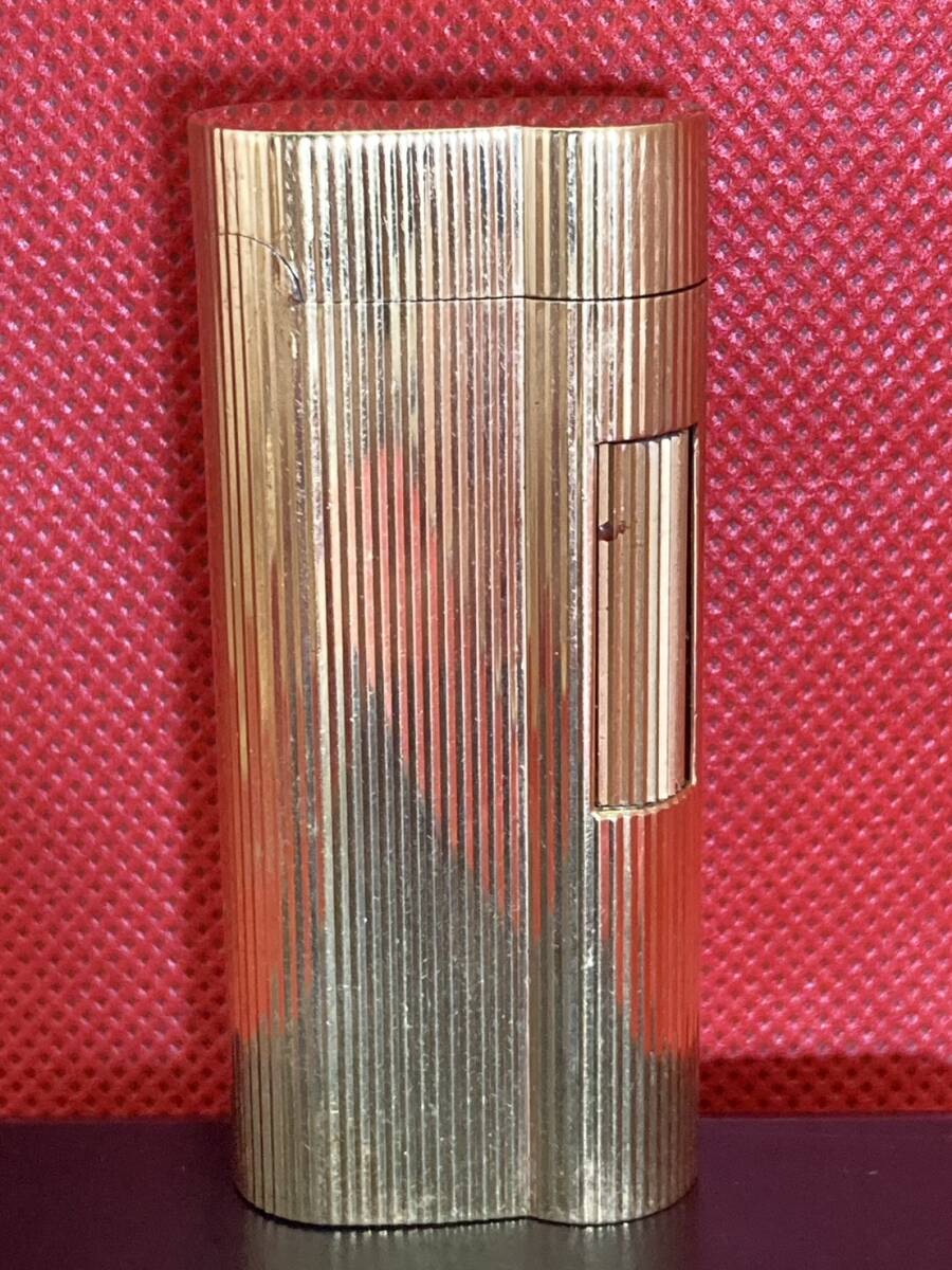 dunhill ダンヒル ガスライター ローラー式 ゴールド ストライプ 金色 火花未確認 中古 20microns made in ENGLAND拍卖