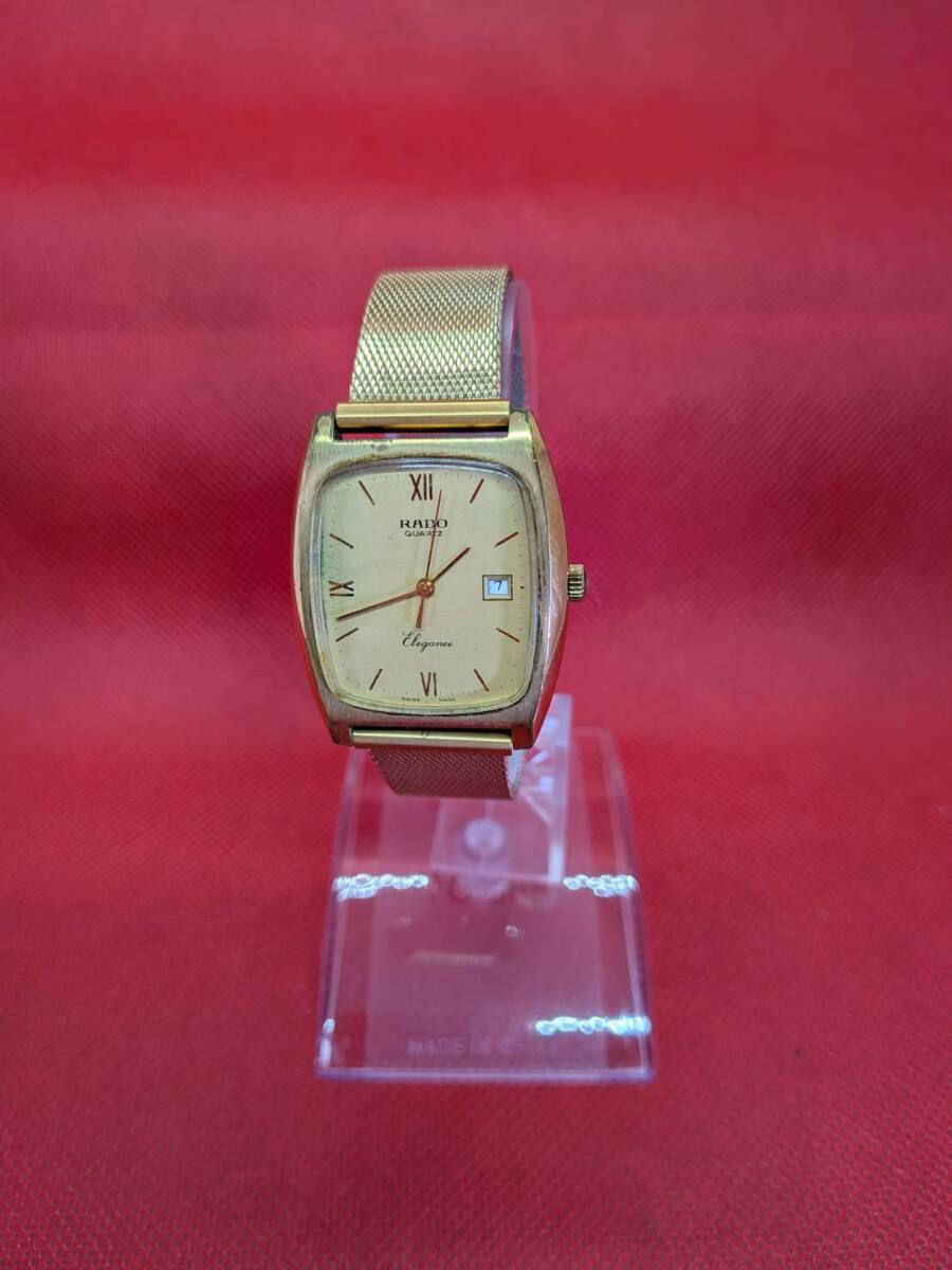 RADO ラドー Elegance エレガンス QUARTZ クォーツ/電池切れ/不動 中古 711.5067.2 バンド別物日本製 ゴールド スクエア デイト拍卖