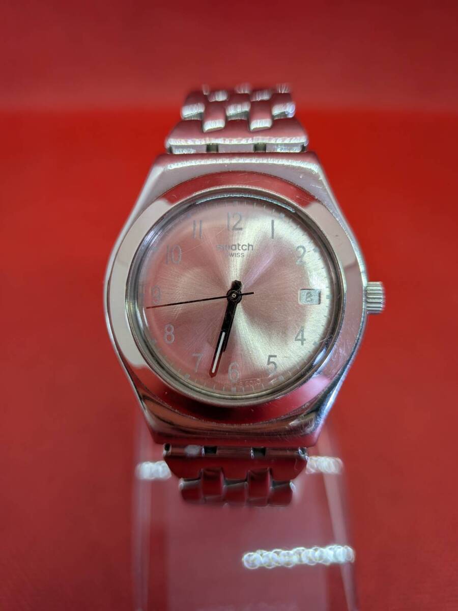 SWATCH スウォッチ IRONY アイロニー SR626SW レディース腕時計 クォーツ/電池切れ/不動 ピンク文字盤 シルバー 中古拍卖