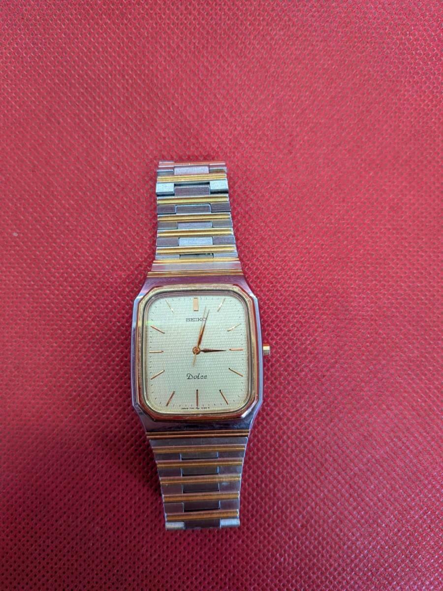 SEIKO セイコー Dolce ドルチェ メンズ腕時計 コンビ 金銀 クォーツ/電池切れ/不動 中古 7741-5130 スクエア 拍卖