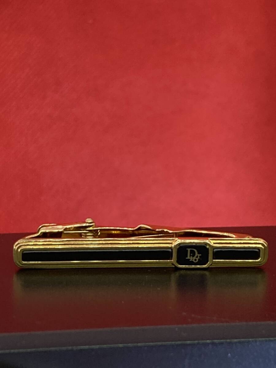Christian Dior クリスチャンディオール ネクタイピン タイピン 金×黒 ロゴ 中古 ヴィンテージ ゴールド ブラック 拍卖