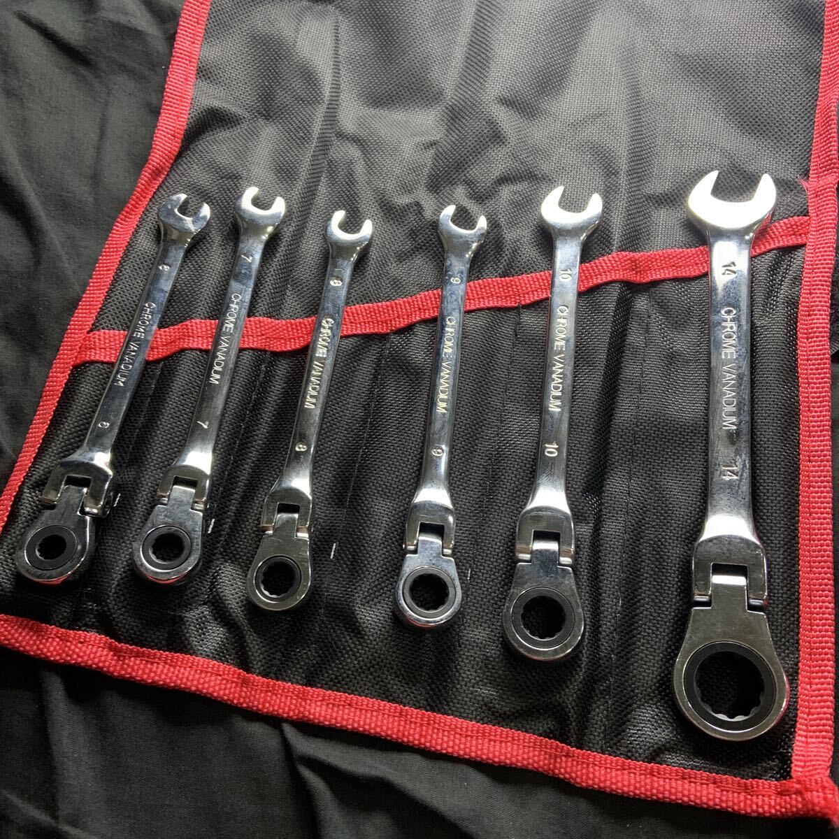 首振り ラチェットスパナ 6本セット レンチ コンビネーションレンチ スパナ拍卖