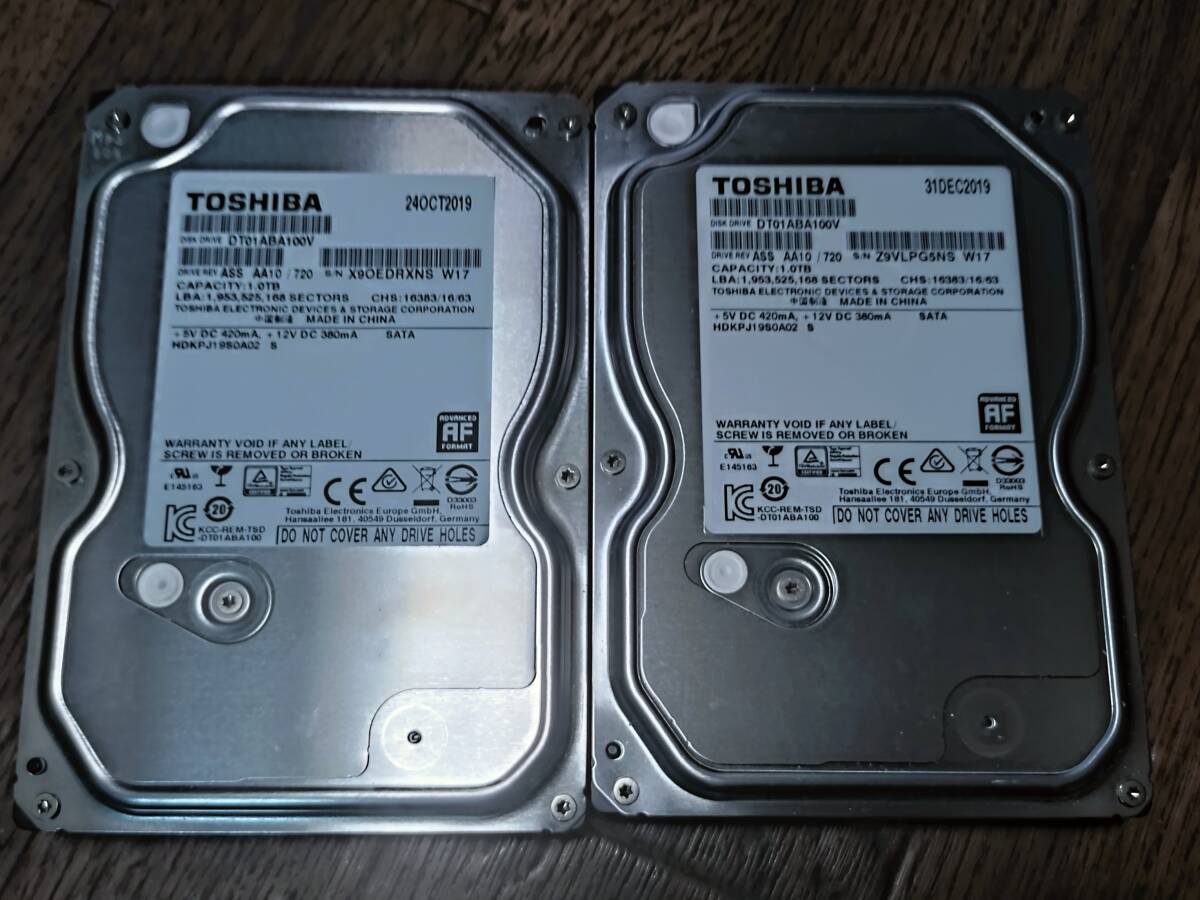 その16 東芝 1TB×2 DT01ABA100V AVコマンド対応 中古拍卖