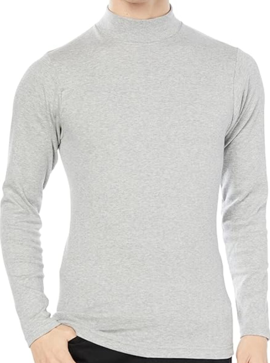 ★即決★Hanes ヘインズ ロングTシャツ ハイネックシャツ 長袖 暖かい 綿100% HM4-Q507A メンズ グレー XL 新品 ラスト1着拍卖