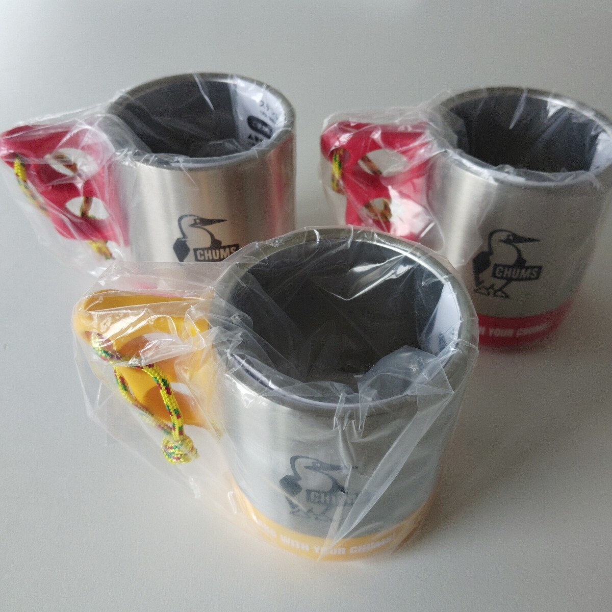 新品未使用 マクドナルド 2023福袋 チャムス ステンレス二層マグカップ 3個セット 黄色1個 赤2個拍卖
