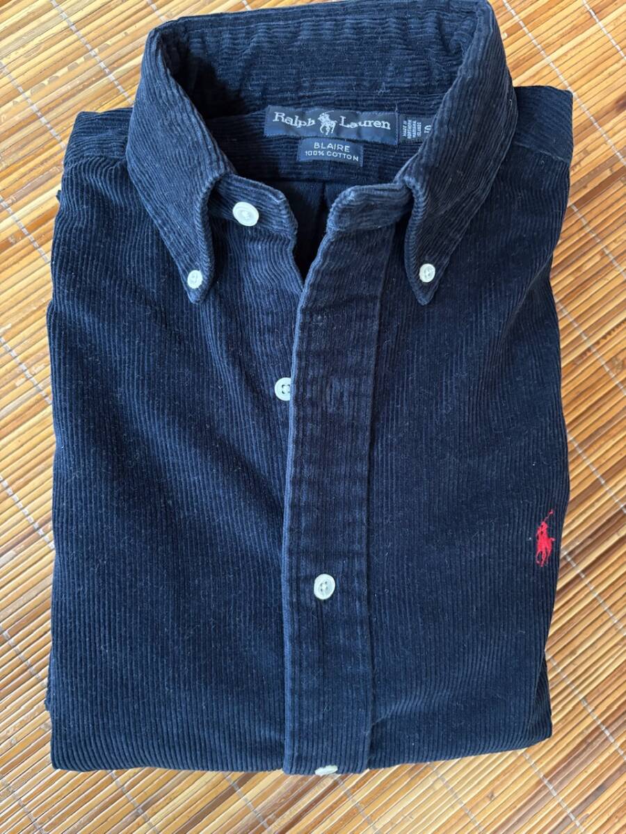ポロ ラルフローレン コーデュロイ ボタンダウンシャツ ネイビー 美品 Sサイズ表示ですがLL位 ビッグサイズ拍卖