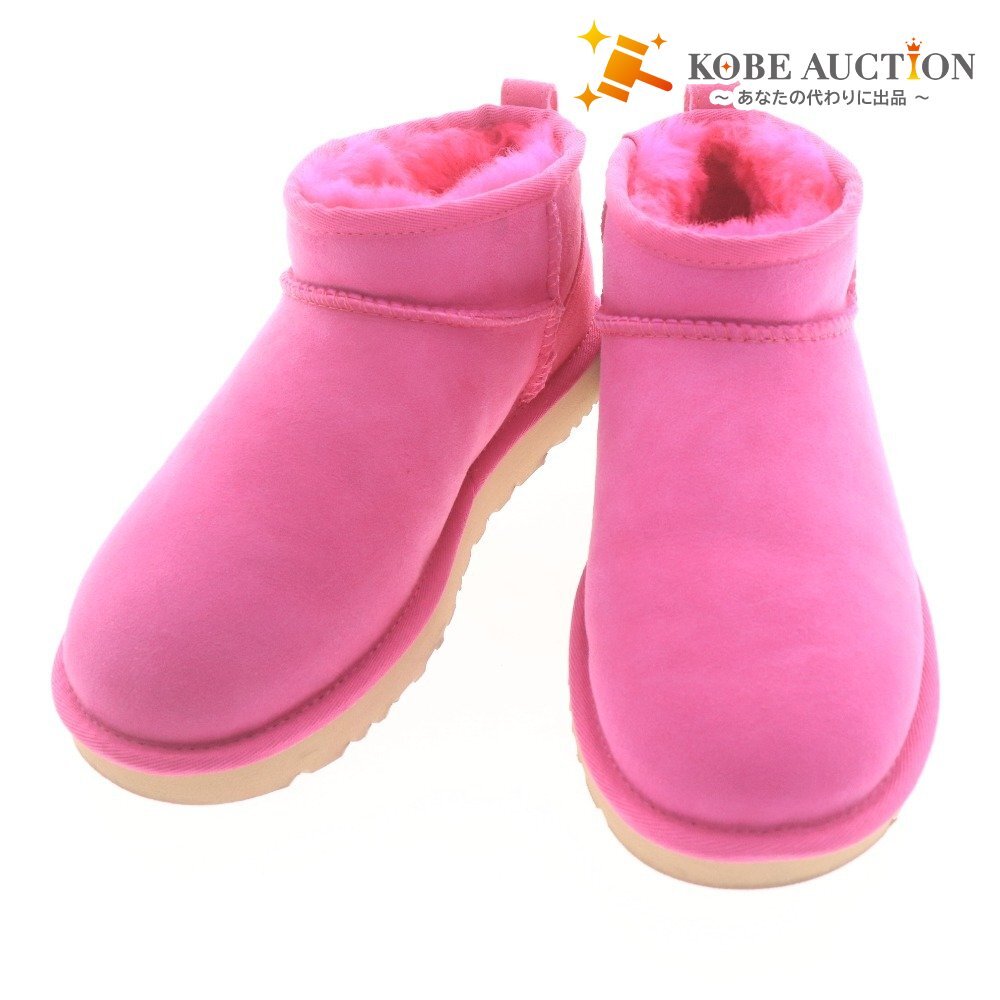 ■ UGG アグ ムートンブーツ クラシックウルトラミニ 1116109 靴 ロックローズ シープスキン レディース 7(24cm相当) ピンク 箱付き拍卖