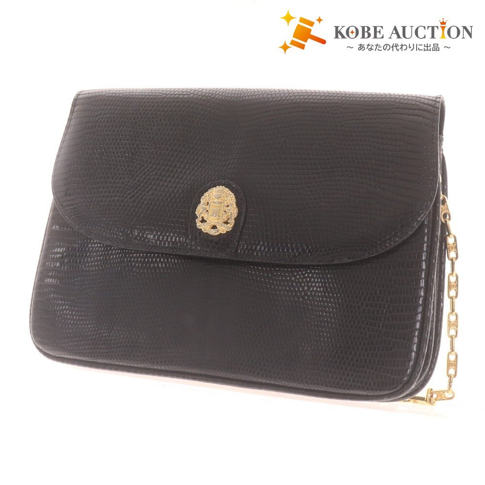 ■ CELINE セリーヌ ショルダーバッグ 鞄 チェーン ロゴ イタリア製 肩掛け レディース ゴールド ブラック 黒拍卖