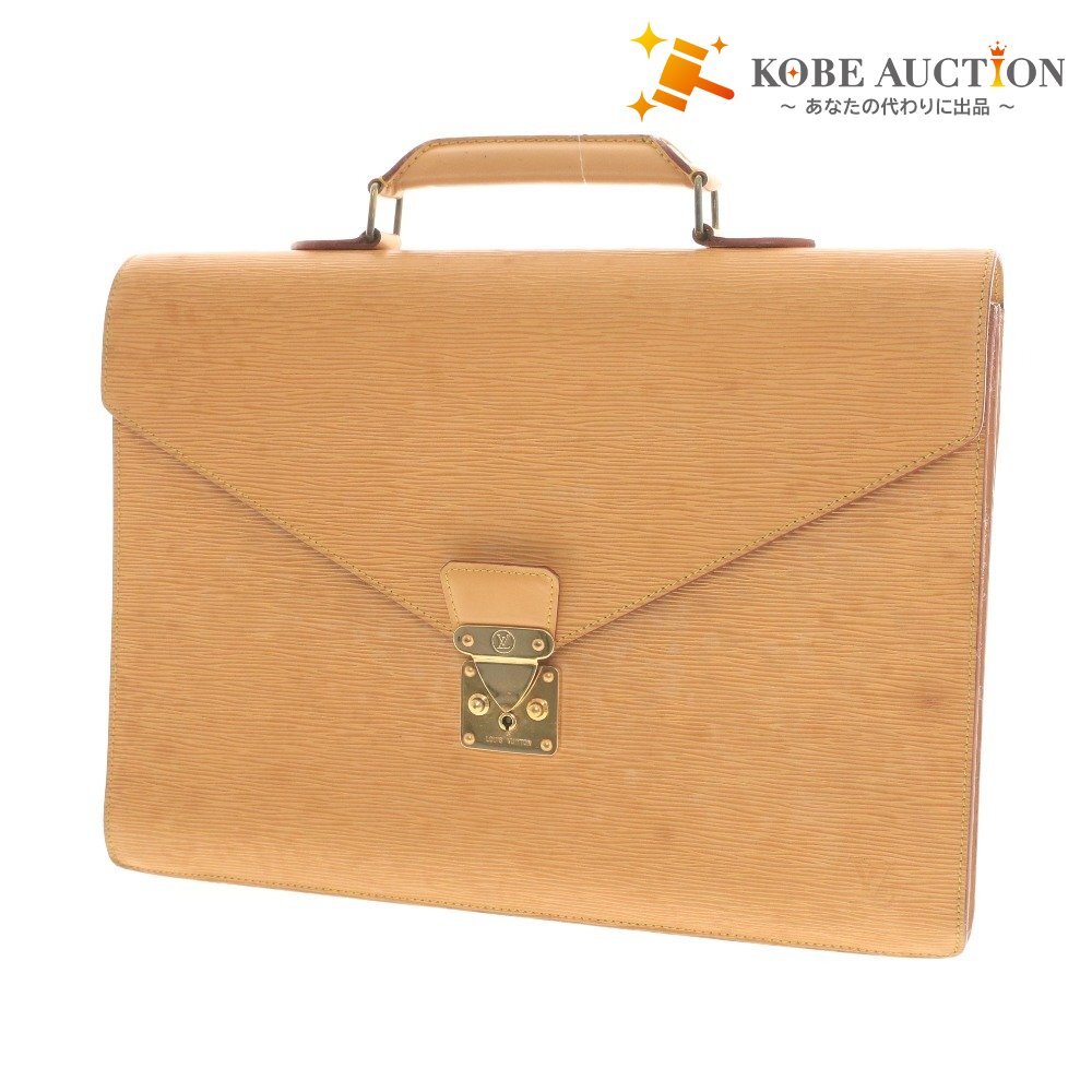 ■ ルイヴィトン ポルトドキュマン バンドリエール エピ ブリーフケース M54468 鞄 ポケット ゴールド金具 メンズ オレンジ系 袋付き拍卖