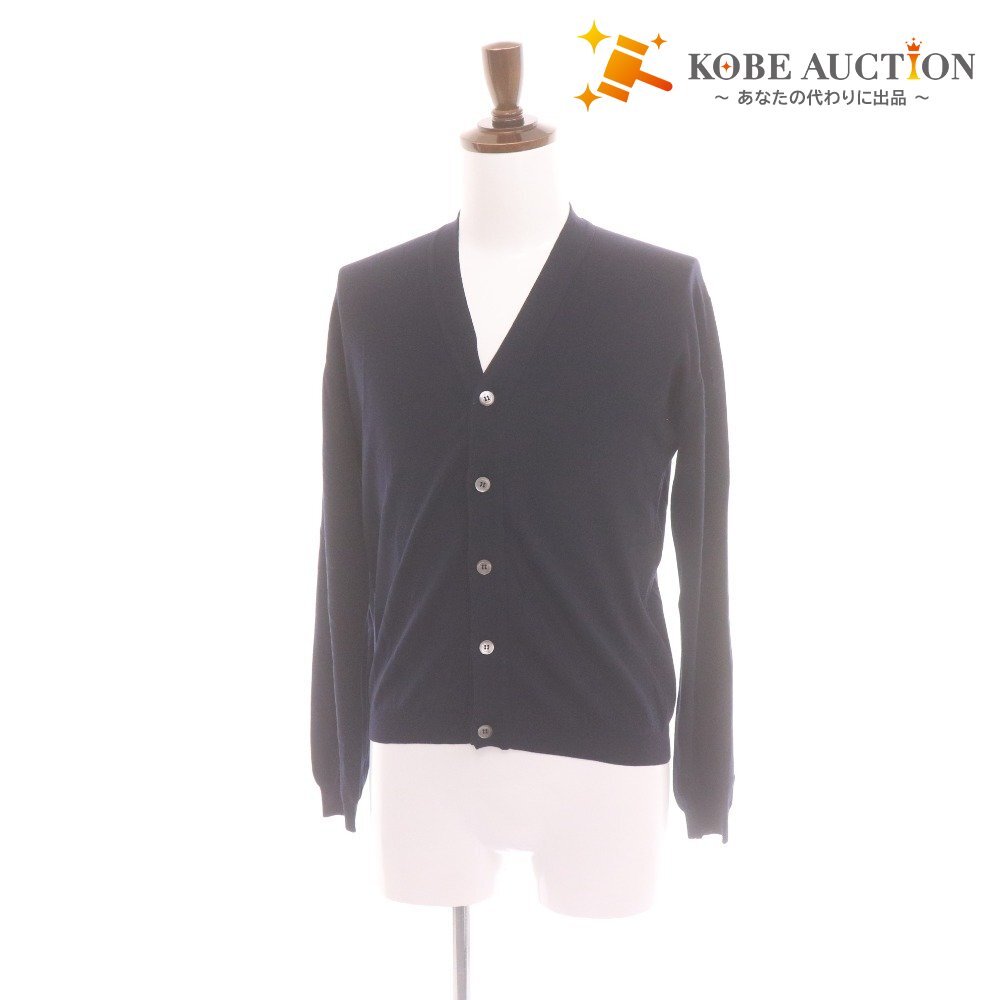 ■ SOVEREIGN UNITEDARROWS ソブリン カーディガン 長袖 トップス アウター ニット Vネック イタリア製 メンズ 46 (Sサイズ相当) ネイビー拍卖