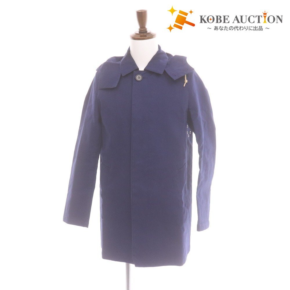 ■ Traditional Weatherwear ジャケット コート 長袖 アウター 襟 フード取り外し可 撥水加工 ボタン ロゴ メンズ 36 (S~M相当) ネイビー拍卖