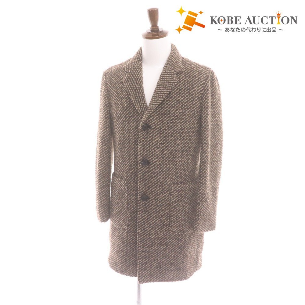 ■ martinique x ardites チェスターコート 長袖 アウター 襟 フロントボタン 総柄 メンズ レディース 1 (S相当) ブラウン系拍卖