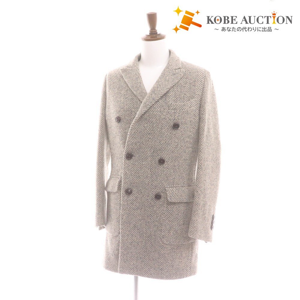■ eleventy イレブンティ コート ジャケット 長袖 アウター 襟 ボタン ロゴ 総柄 イタリア製 メンズ 48 (M相当) グレー系拍卖