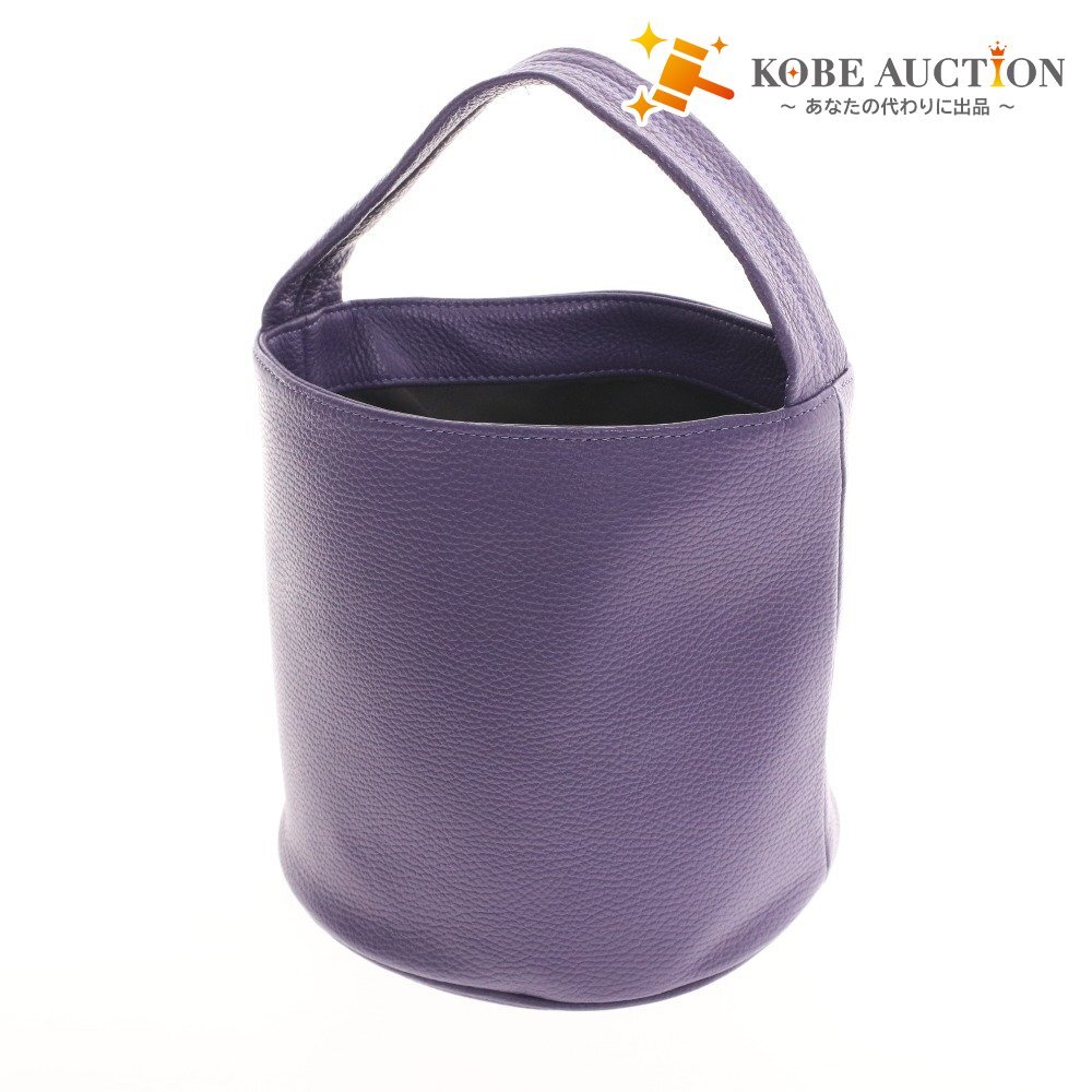 ■ アー a ハンドバッグ 鞄 本革 バケツ型 ワンショルダー 内袋付き レディース パープル 付属品付き拍卖