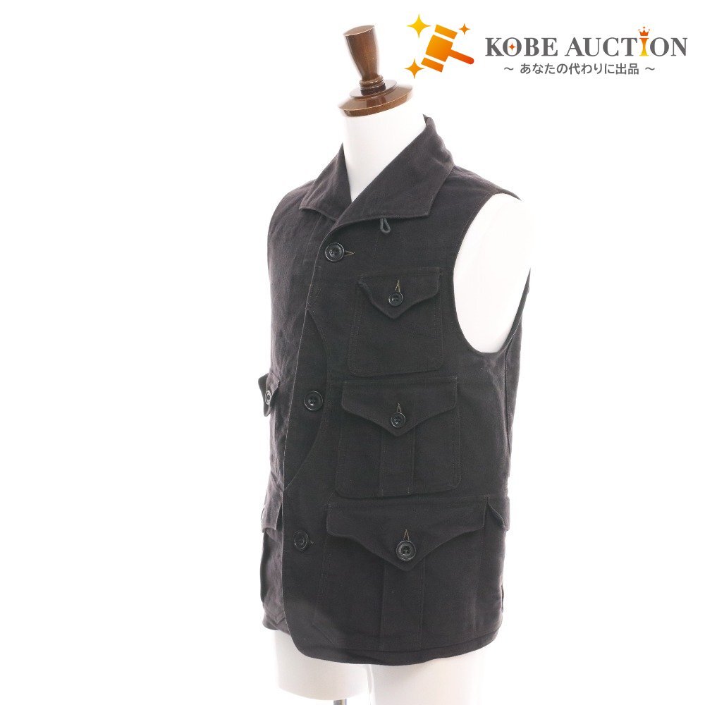 ■ FREEWHEELERS フリーホイーラーズ サスカッチ ベスト ジャケット トップス アウター 上着 ポケット ボタン メンズ 36 ダークブラウン拍卖