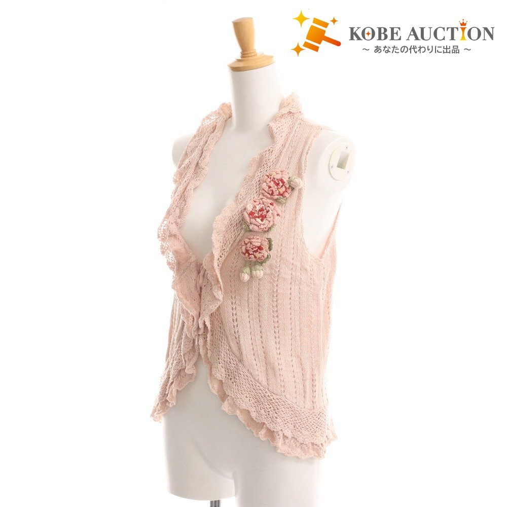 ■ ピンクハウス ニット ベスト ジレ トップス フラワーモチーフ レディース ピンク拍卖