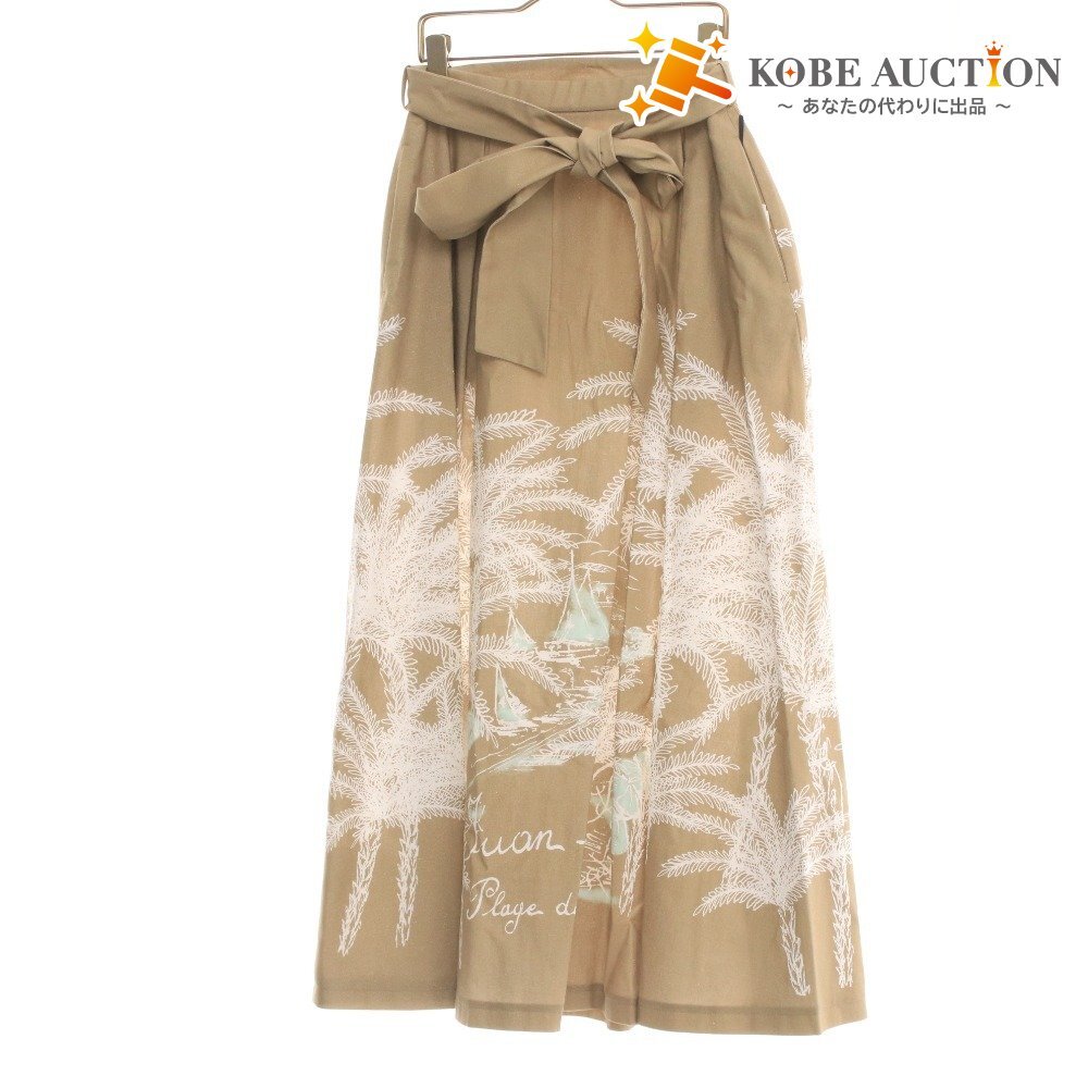 ■ グレースコンチネンタル スカート 0225221023-00 ボトムス プリント 植物 柄 紐 レディース 3-38 ベージュ系 新品 未使用拍卖