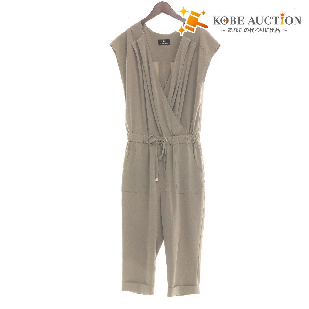 ■ グレースコンチネンタル フリル サロペット ノースリーブ 0712 4711 トップス ボトムス レディース 36 カーキ系 インナー付き 未使用拍卖